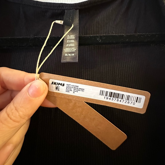 NWT Skims ribbed fits everybody soft lounge long sleeve dress - onyx black - Picture 7 of 11